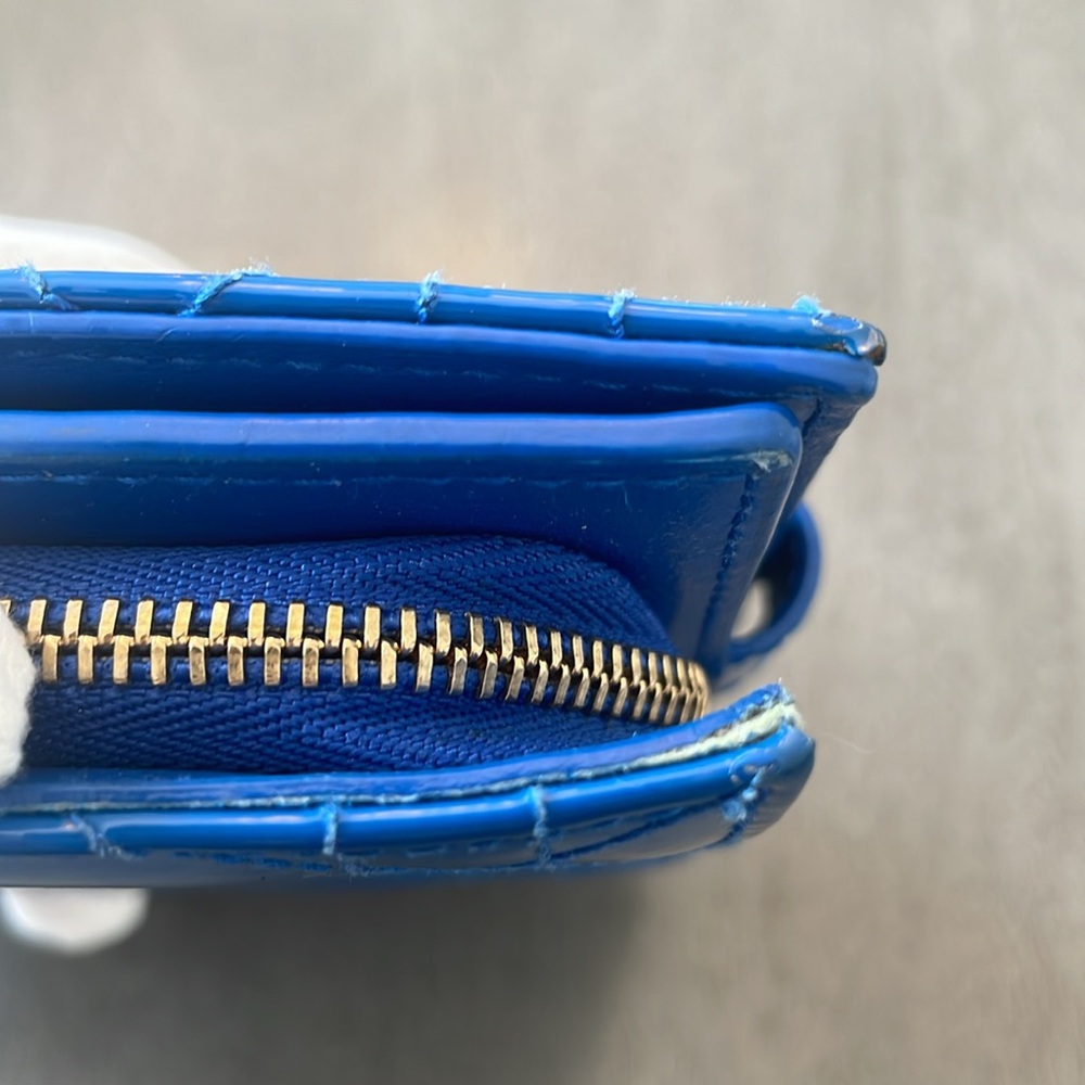 ❌SOLD❌ Dior Blue Cannage Patent Leather Zip Around Bifold Wallet - Picture 9 of 15